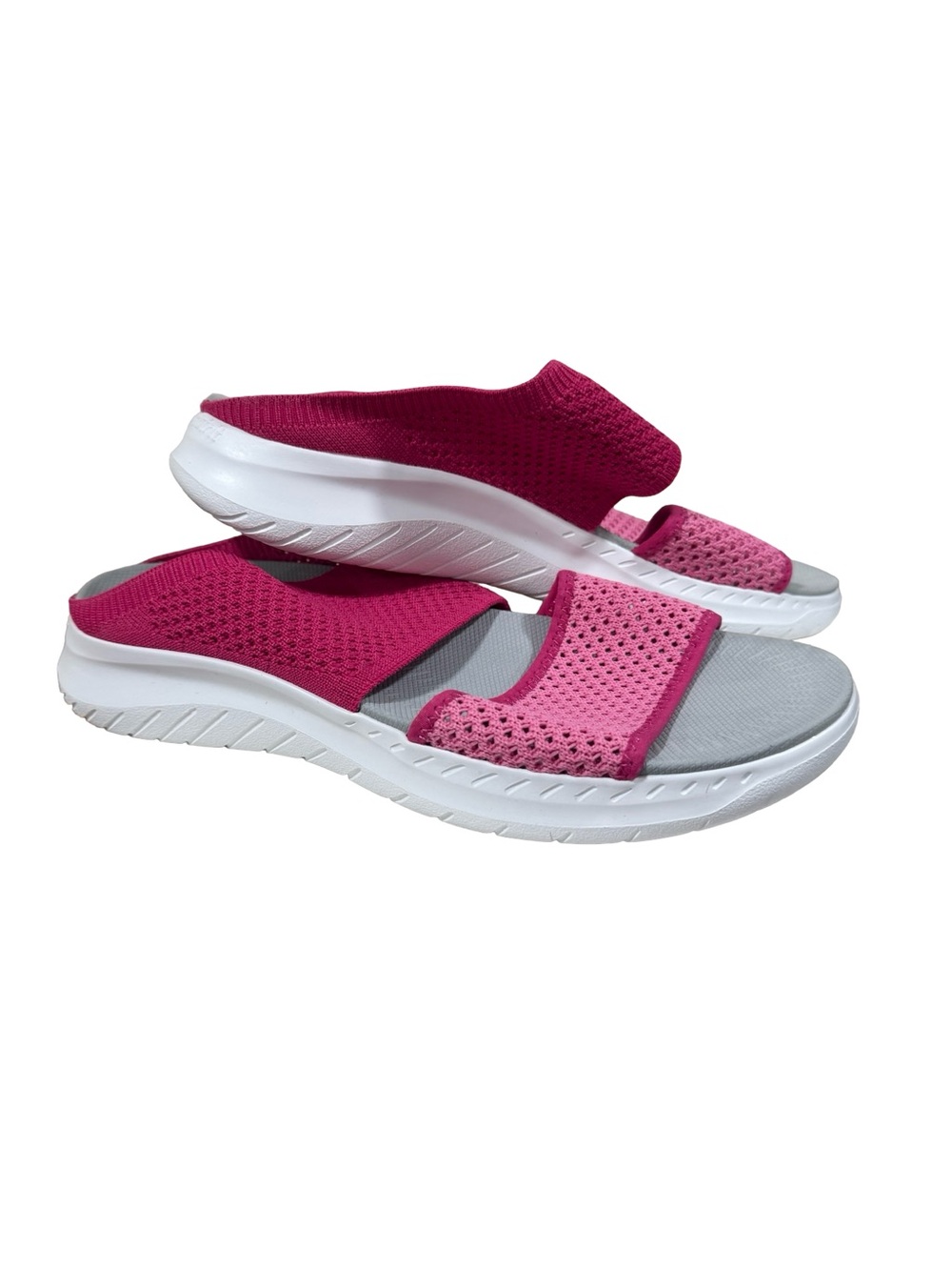 Easy Spirit Dual-Tone Pink Knit Slide Sandals
